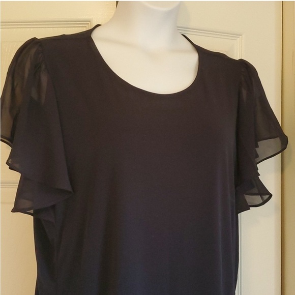 Calvin Klein Navy Blue top size XL with round neck and flutter sleeves - Picture 4 of 7